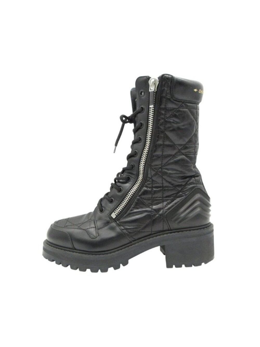 Dior Dio Boots D-Leader Cannage Leather Zip Quilted Shu Black